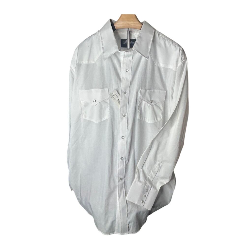 NWT White Horse men's white pearl snap western shirt size xl